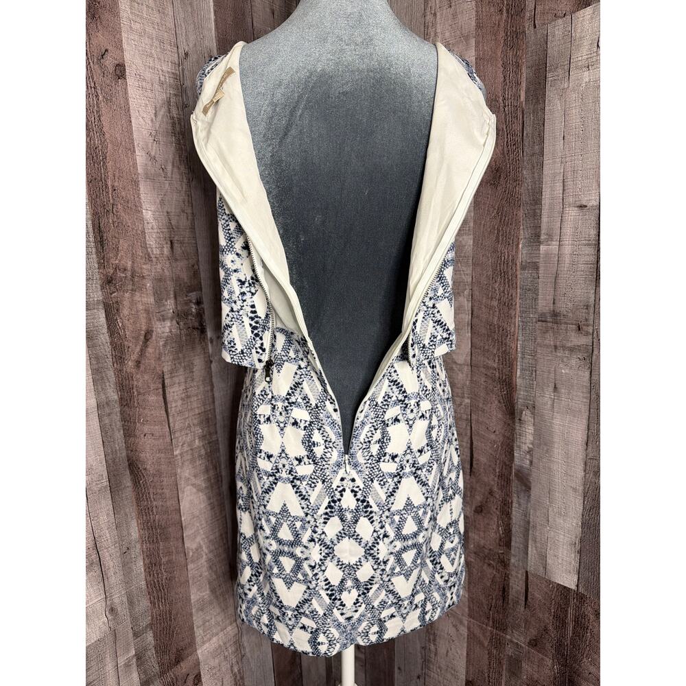 Banana Republic Mini Geometric Overlay Sleeveless Dress Blue White size 0 Petite - Picture 5 of 10